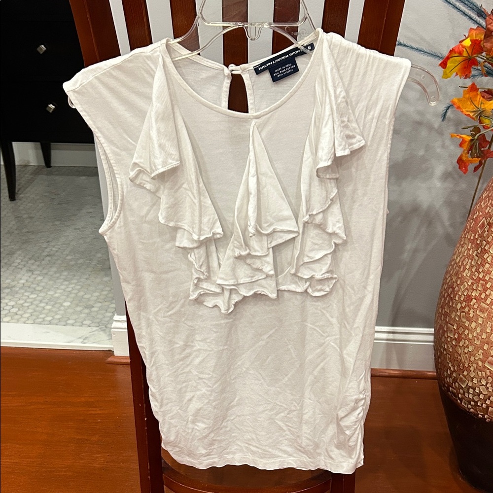 Polo by Ralph Lauren Cream Ruffle Sleeveless Top